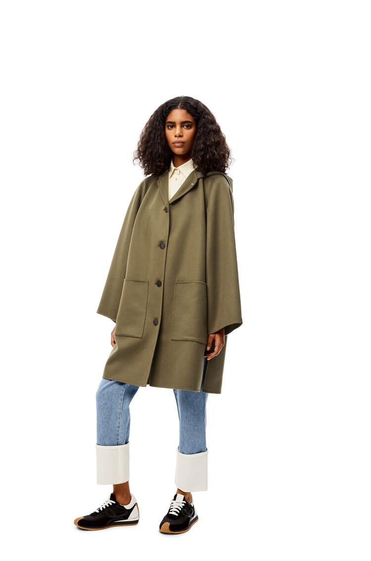 LOEWE Hooded coat and wool and cashmere Loden Green
