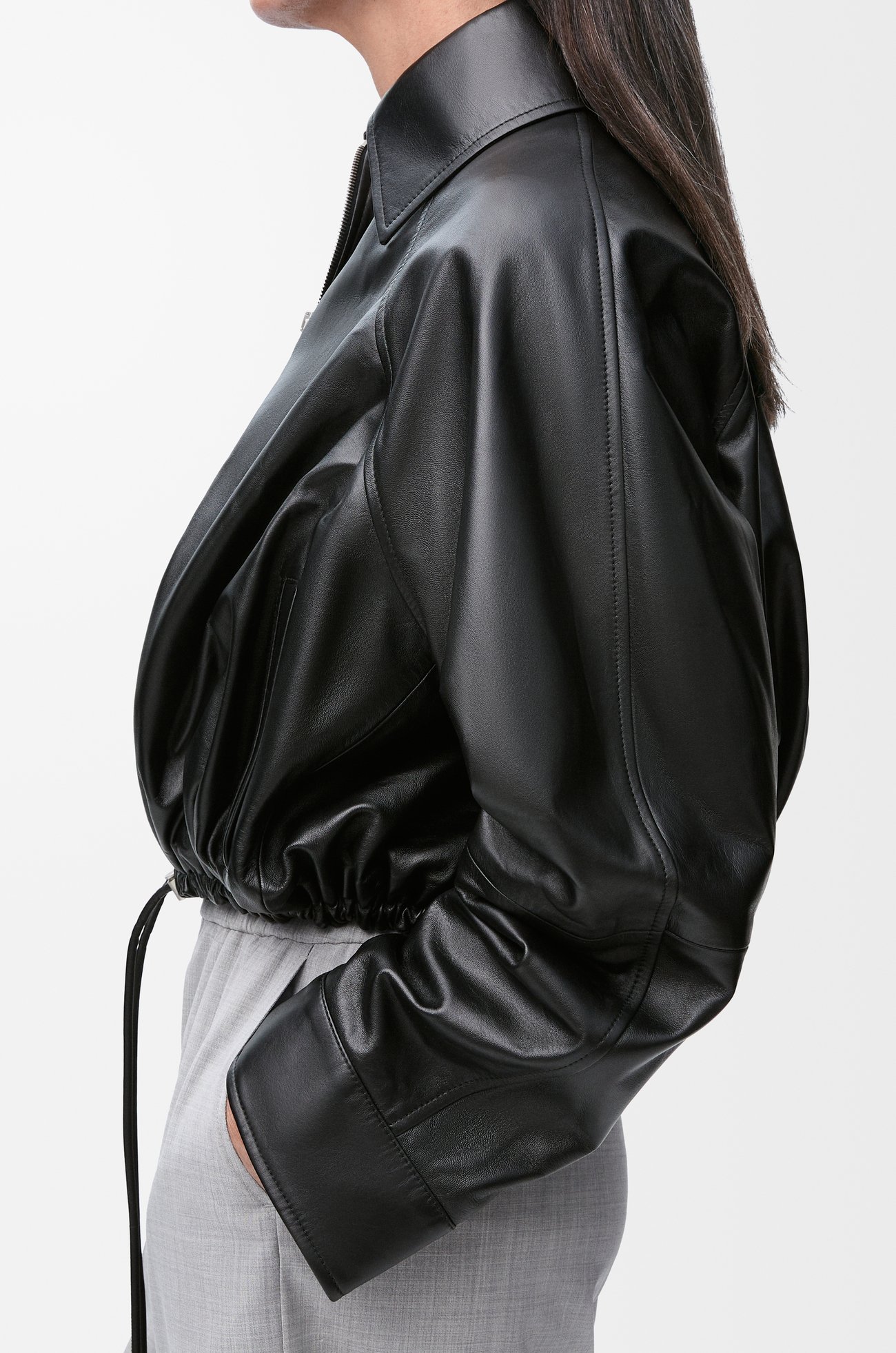 LOEWE Chaqueta globo en piel napa de cordero Negro plp_rd
