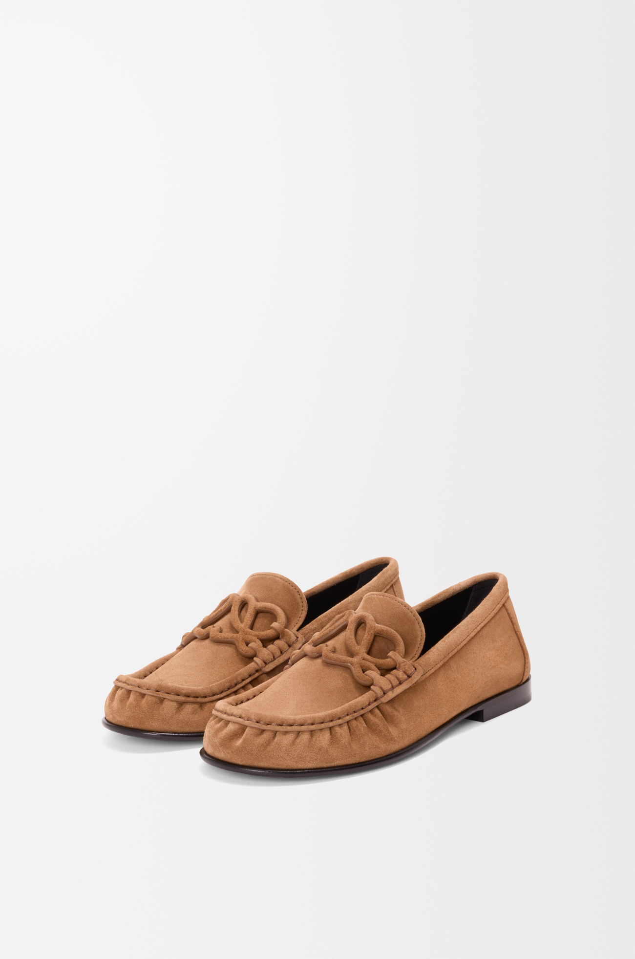LOEWE Mocasín doble L en ante de piel de ternera Caramel Latte