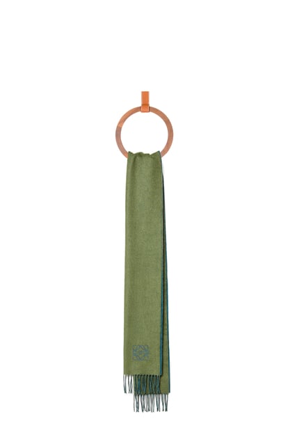 LOEWE Scarf in wool and cashmere Khaki Green/Blue plp_rd