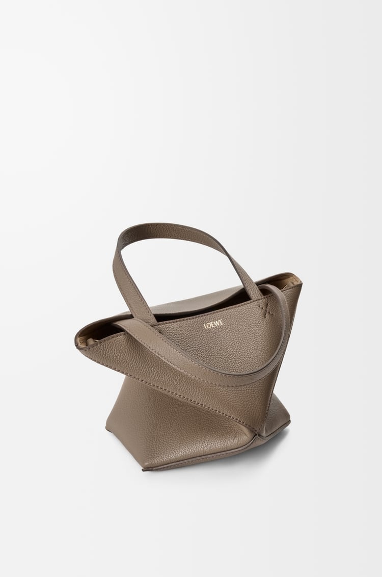 LOEWE Mini Puzzle Fold tote in soft grained calfskin Taupe