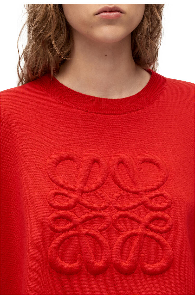 LOEWE Short Anagram sweater in wool Red