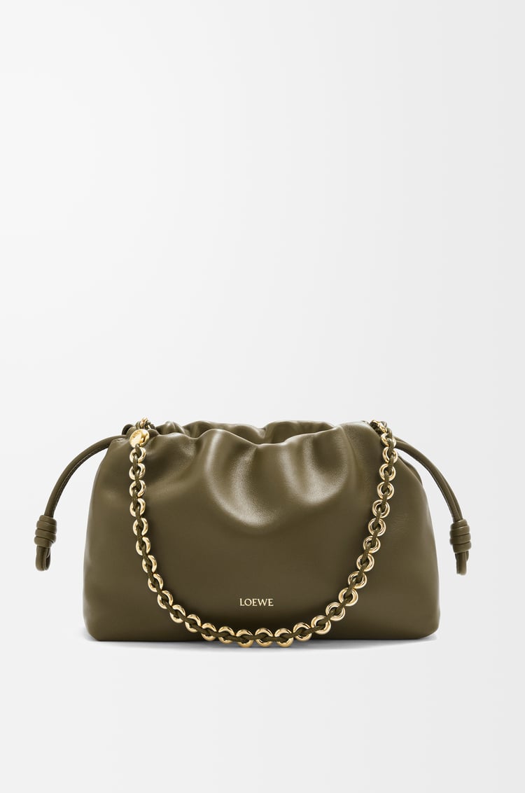 LOEWE Medium Flamenco purse in mellow nappa lambskin Dark Khaki