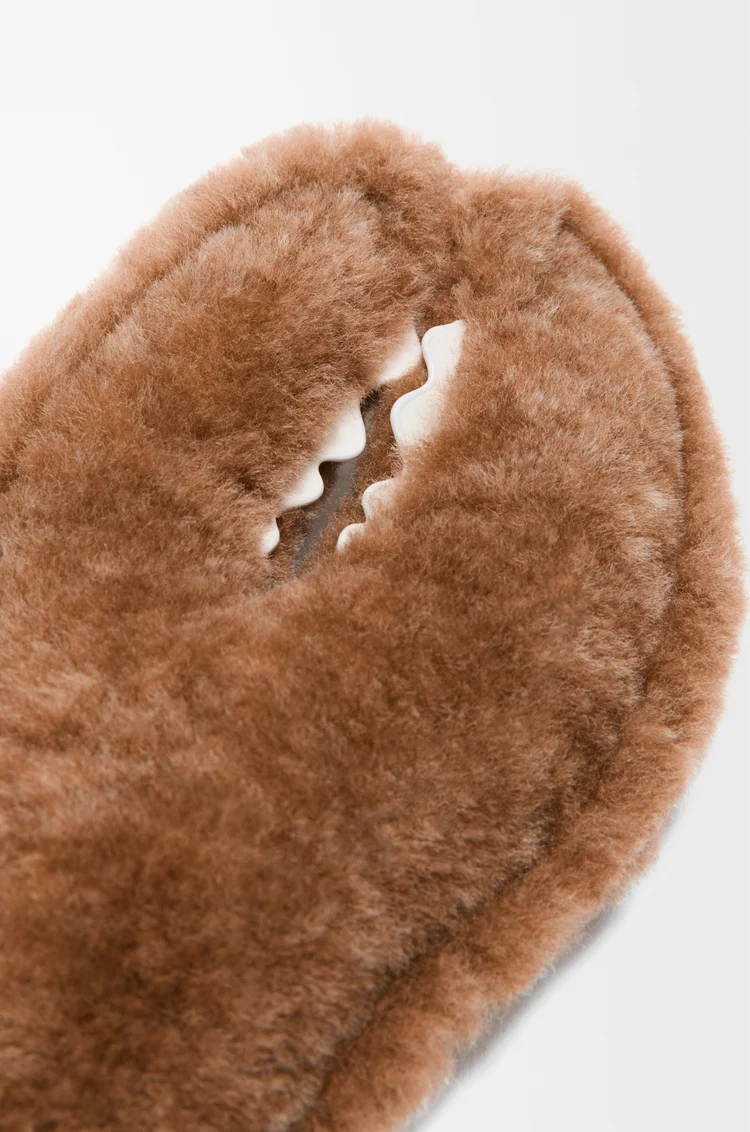 LOEWE Claw charm in shearling and lambskin Beige