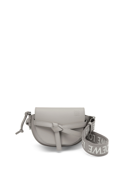LOEWE Mini Gate Dual bag in soft calfskin and jacquard 珍珠灰