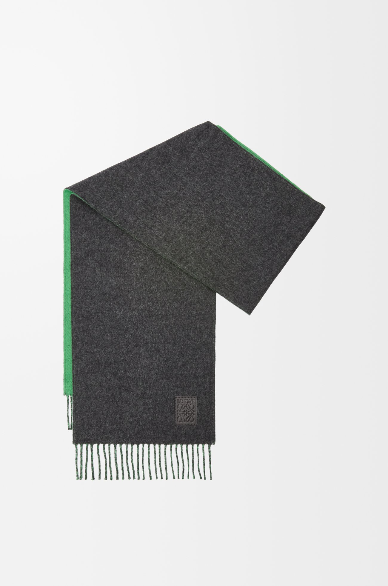 LOEWE Bufanda en lana y cashmere Verde Oscuro/Verde