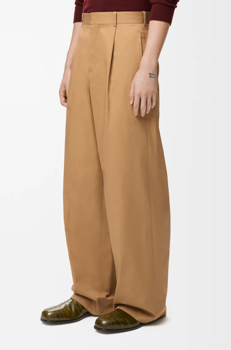 LOEWE 棉质阔腿裤 杏仁色