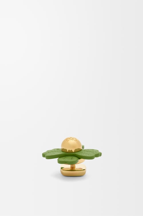 LOEWE Flower pin in calfskin Green