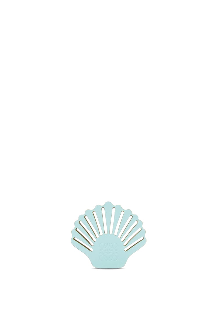 LOEWE Shell dice in calfskin Light Sea Green/Tan
