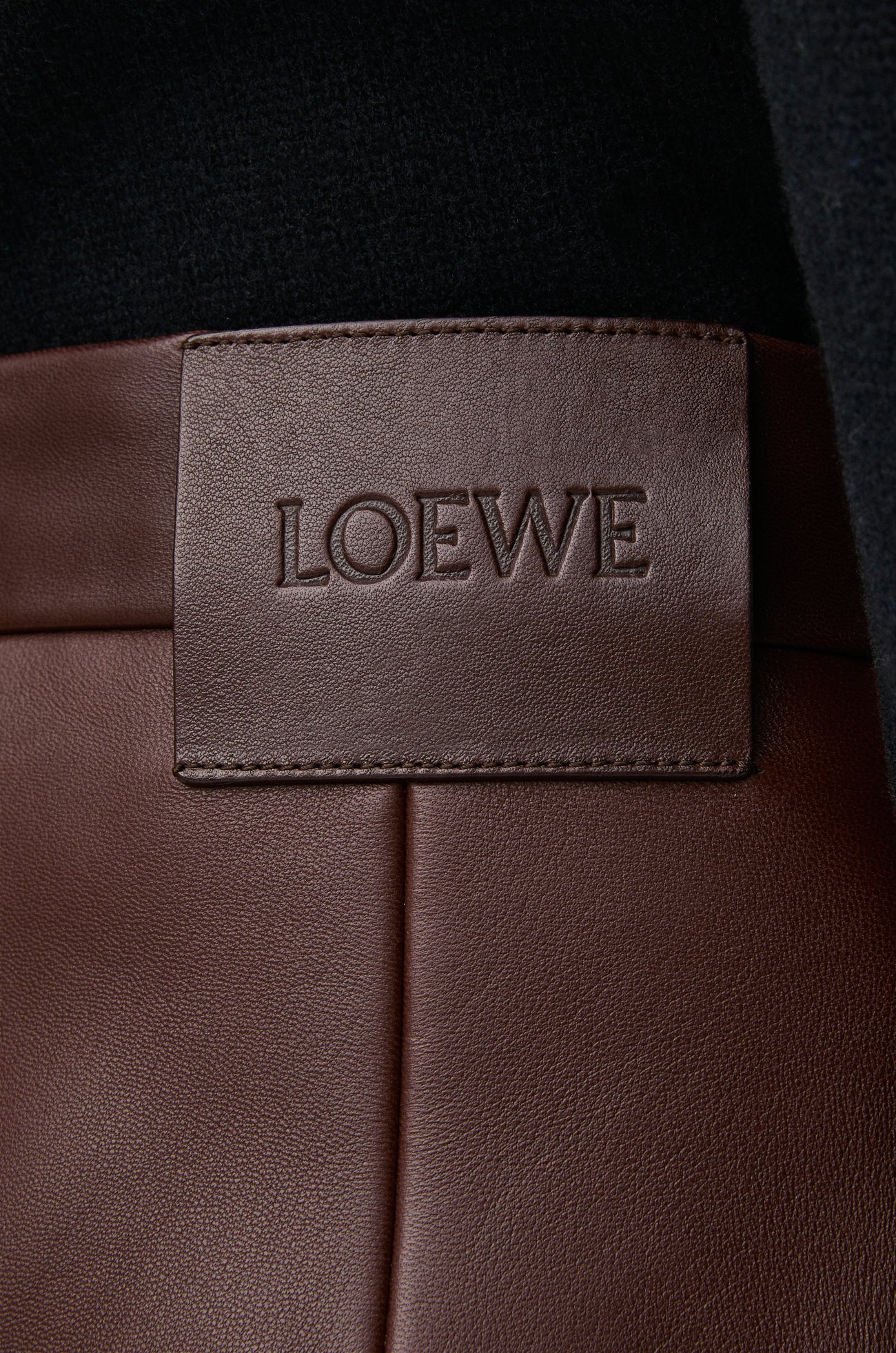 LOEWE Pleated trousers in nappa lambskin Dark Brown