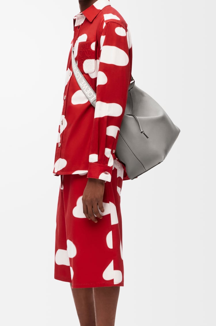 LOEWE Cubi crossbody bag in supple smooth calfskin and jacquard Asphalt Grey