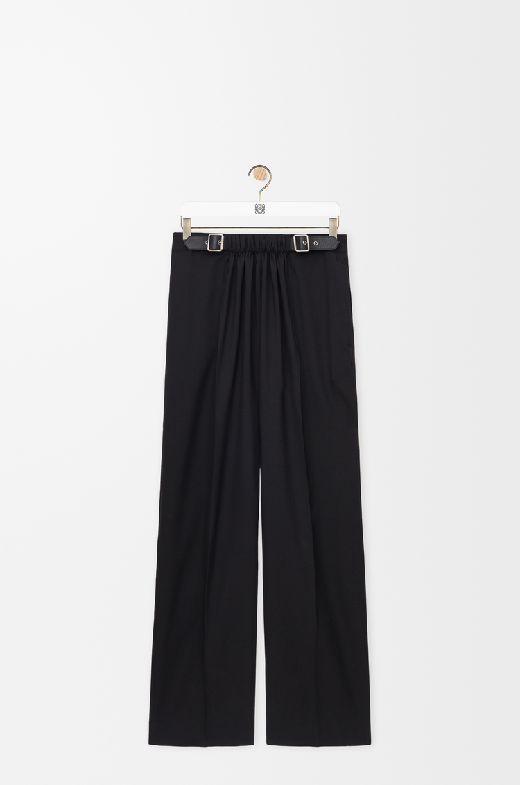 LOEWE Pantalón con cinturón en lana Negro