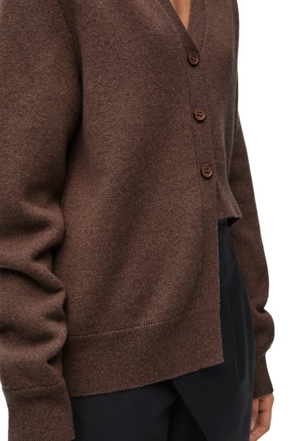 LOEWE Asymmetric cardigan in cashmere Brown Melange plp_rd