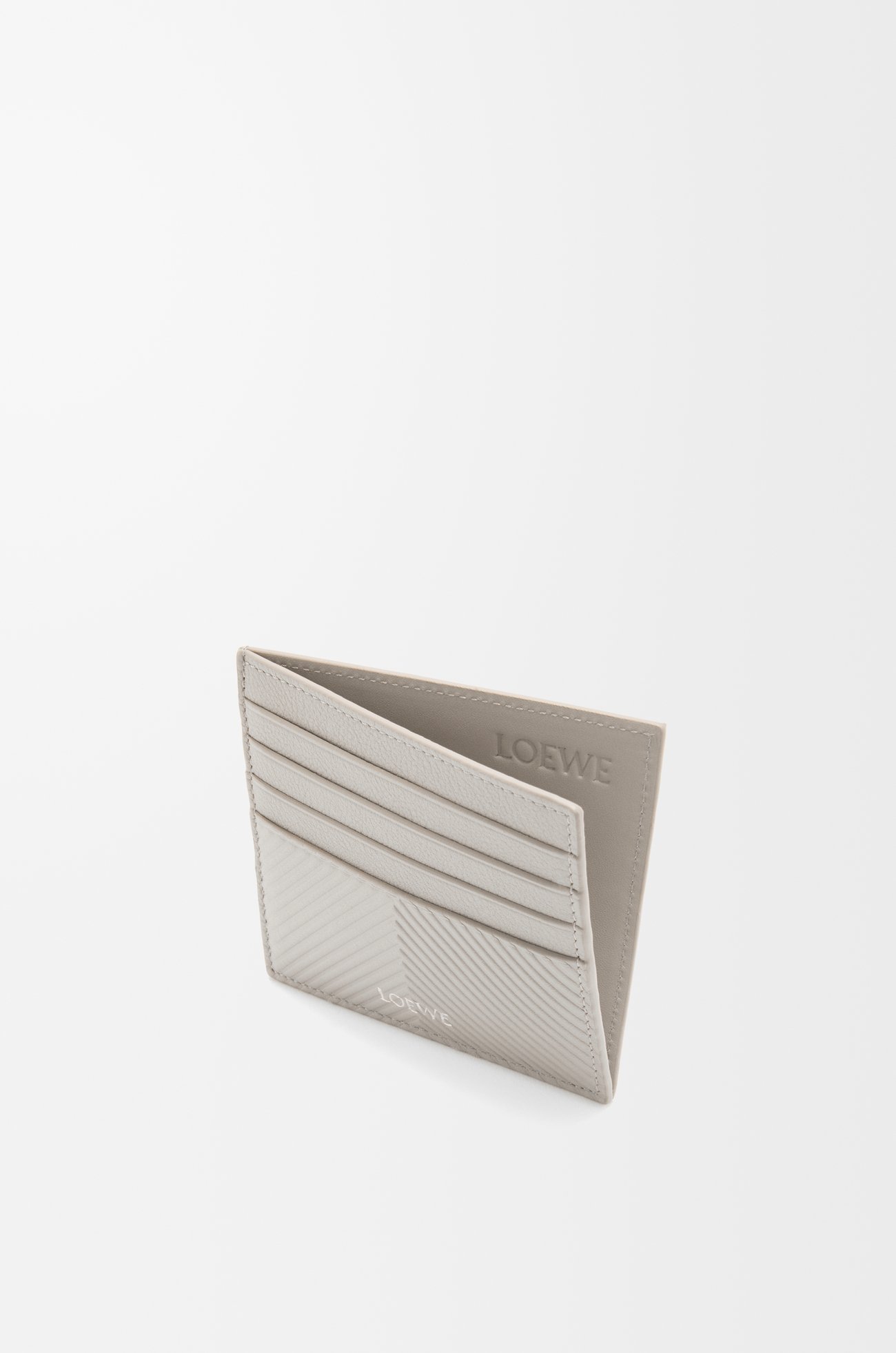 LOEWE Open cardholder in textured classic calfskin Shell Grey plp_rd