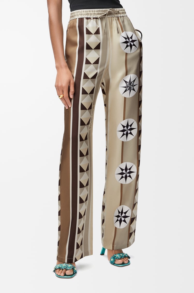 LOEWE Pyjama trousers in silk Beige/Multicolor
