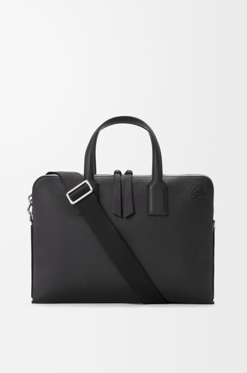 LOEWE Goya thin briefcase in soft grained calfskin Black