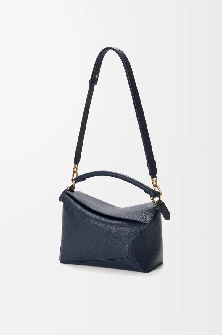 LOEWE Small Puzzle Edge bag in soft grained calfskin Deep Navy