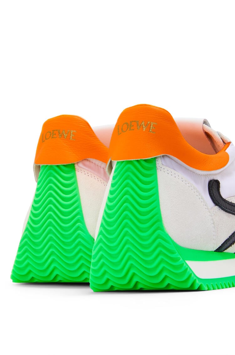 LOEWE 尼龙和绒面革 Flow 运动鞋 Soft White/Neon Green pdp_rd