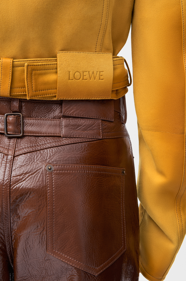 LOEWE 麂皮小羊皮短版夾克 淺棕褐色