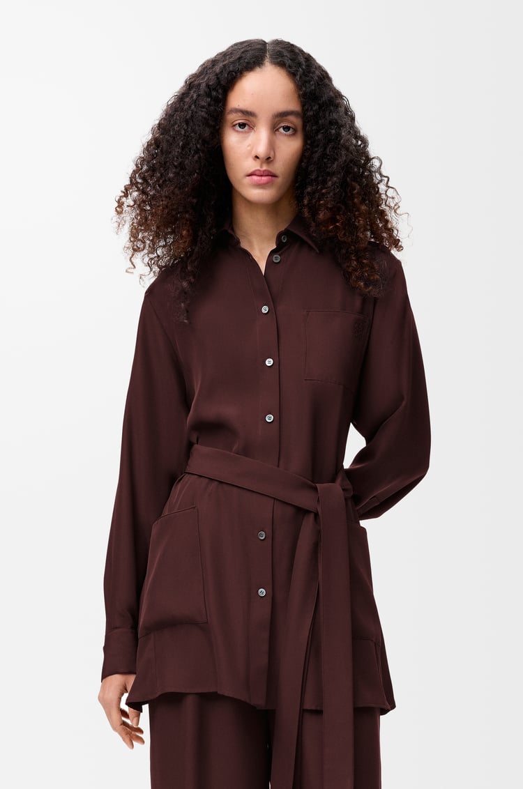 LOEWE Blusa con cintura in seta Bordeaux