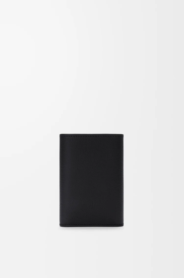 LOEWE 애너그램 스몰 버티컬 지갑 - 페블 그레인 카프스킨 블랙/골드