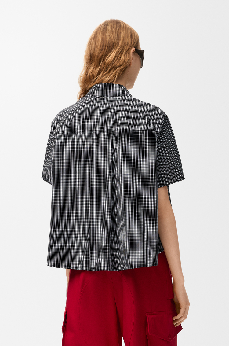 LOEWE Camisa trapecio de manga corta en algodón técnico Negro/Blanco