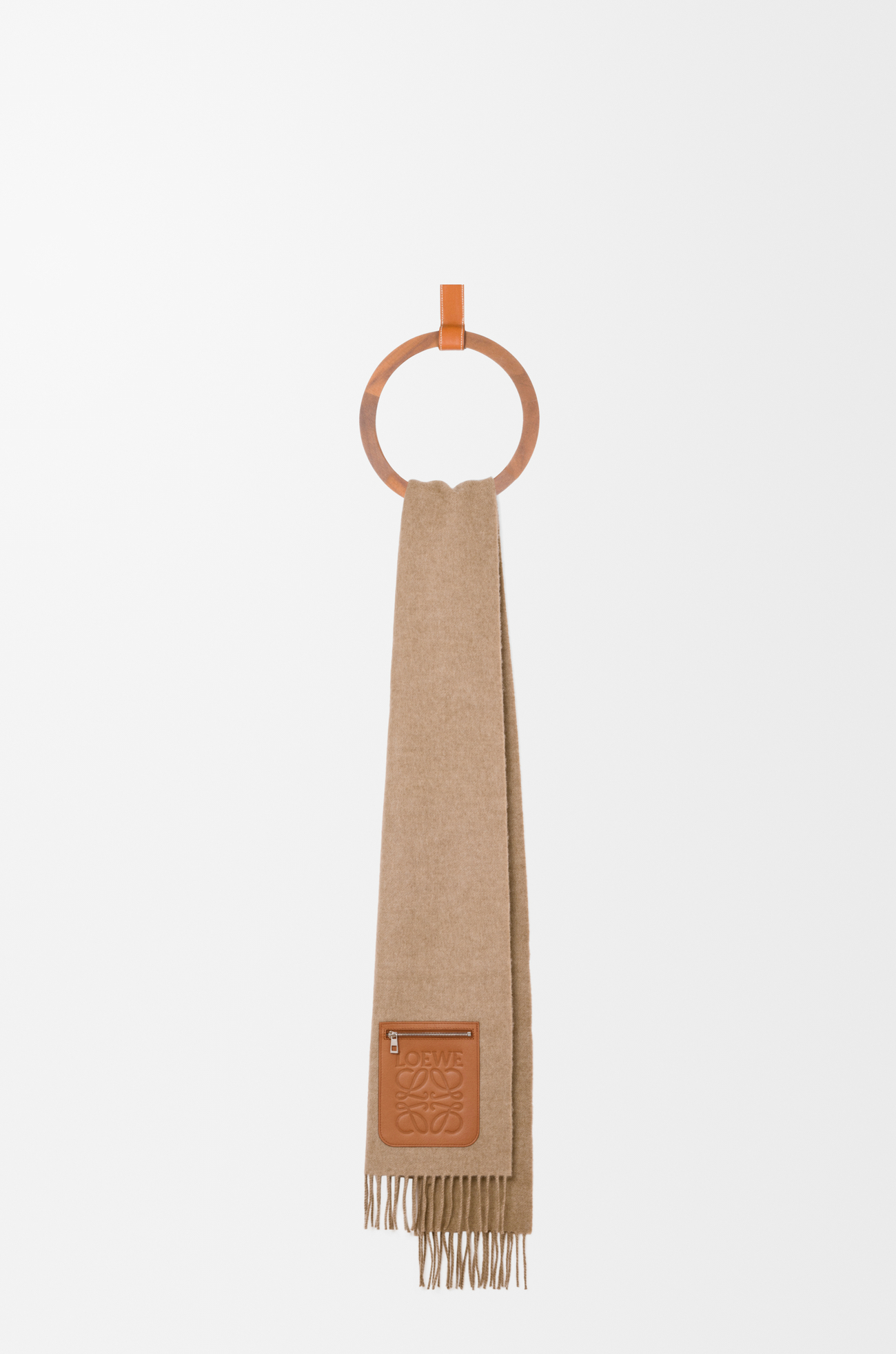 LOEWE Scarf in wool and cashmere Beige