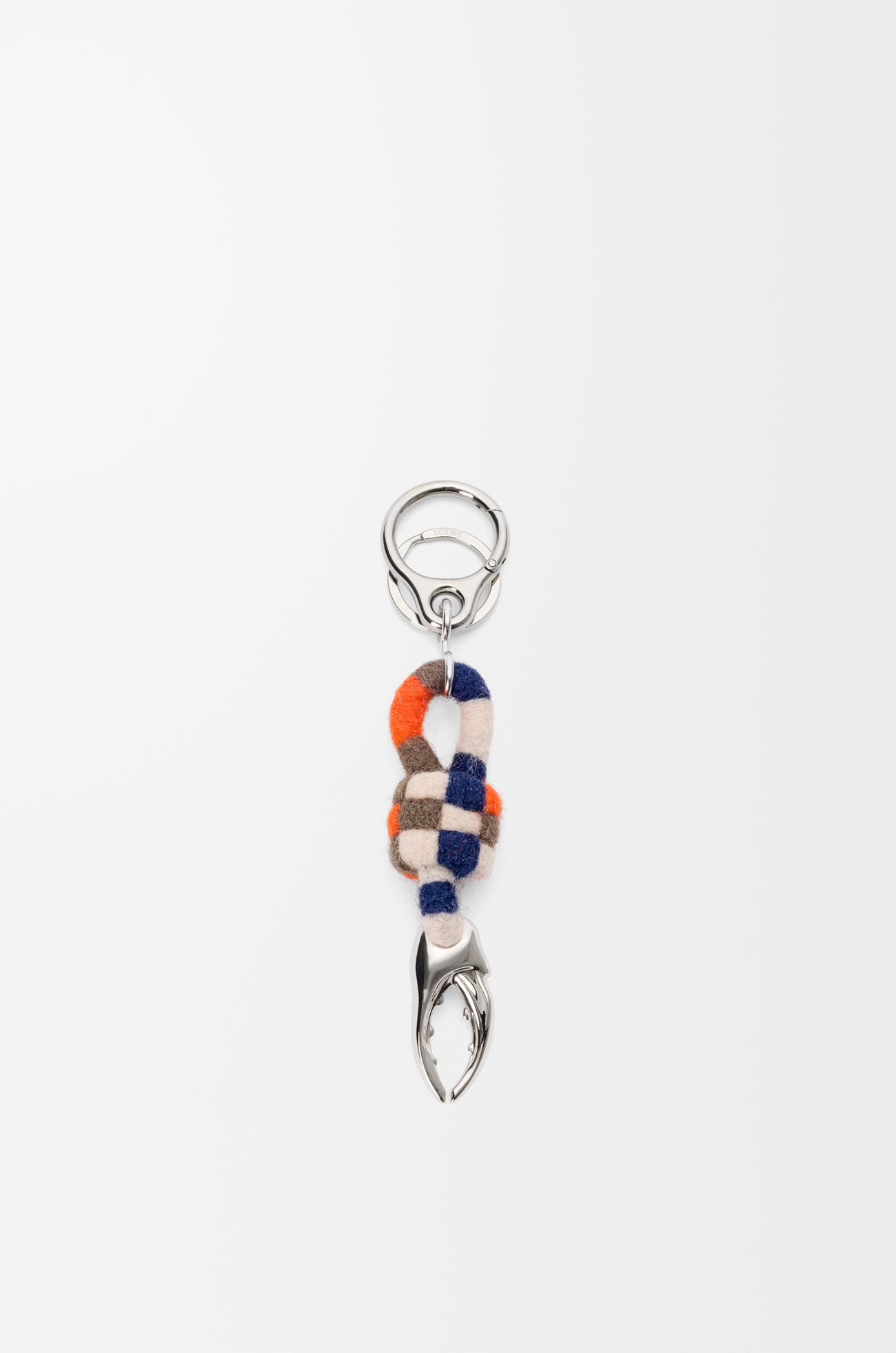 LOEWE Knot claw charm in felt Blue/Orange