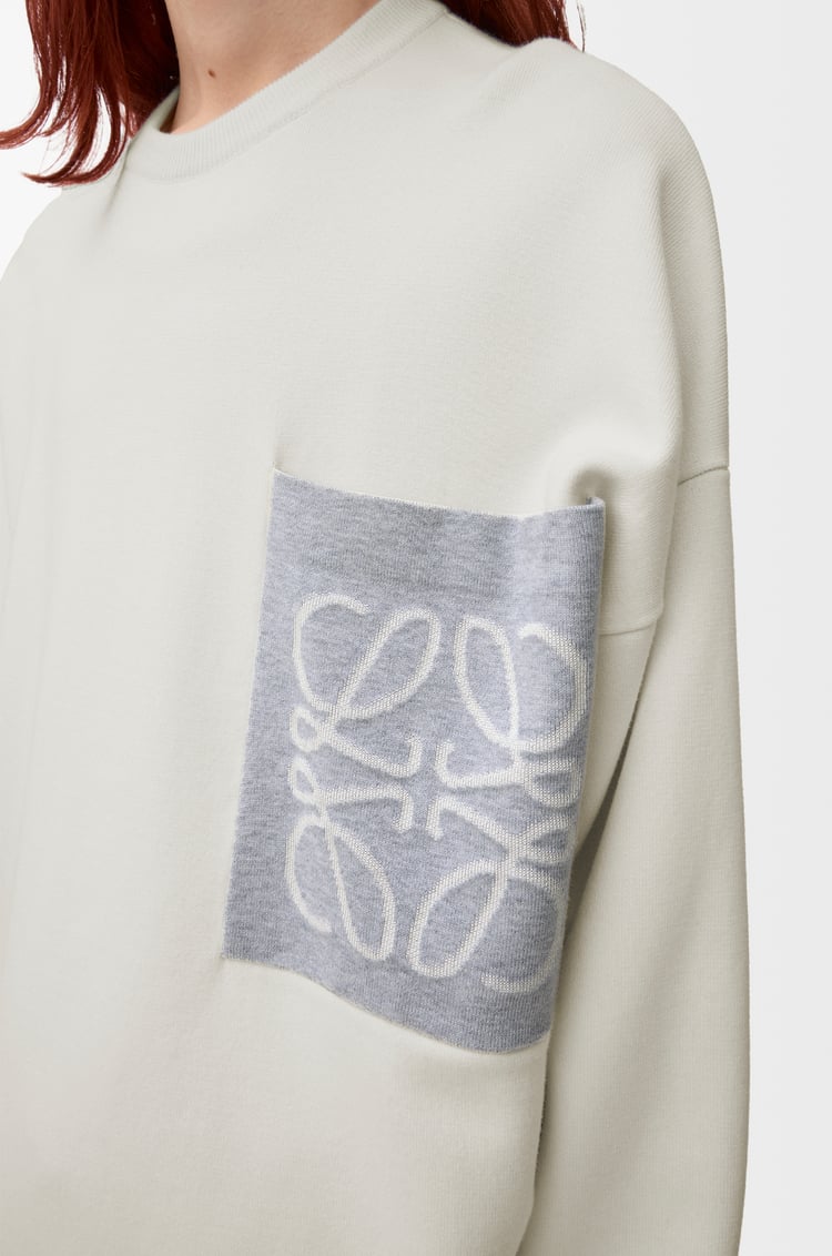 LOEWE Jersey Anagram con bolsillo en mezcla de algodón Beige/Gris