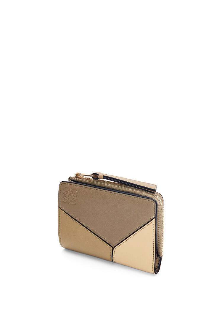 LOEWE Puzzle slim bifold wallet in classic calf Clay Green/Butter