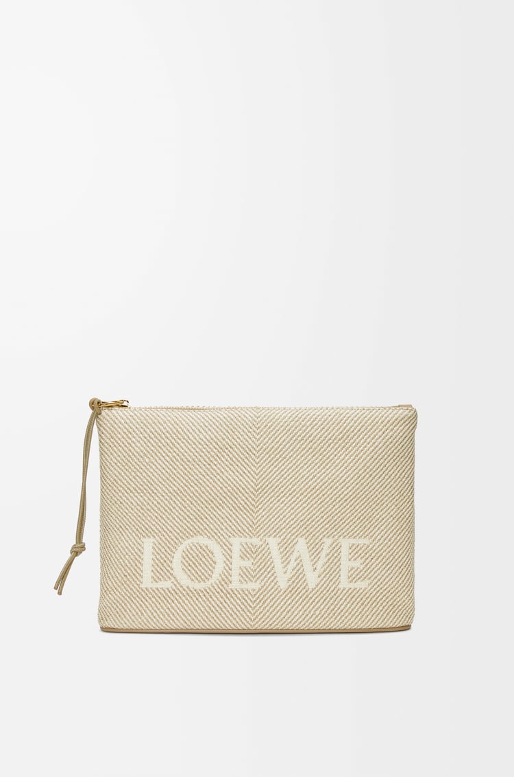 LOEWE Oblong pouch en jacquard LOEWE y piel de ternera Crudo