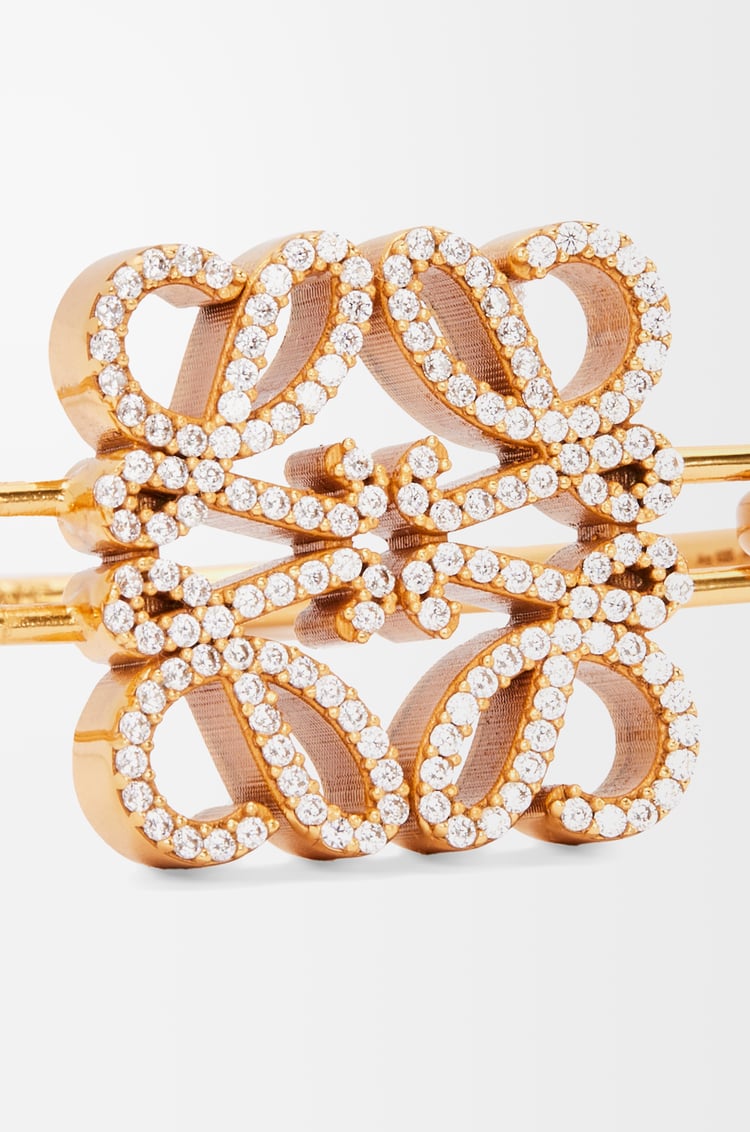 LOEWE Pave Anagram open bracelet in sterling silver and crystal Gold