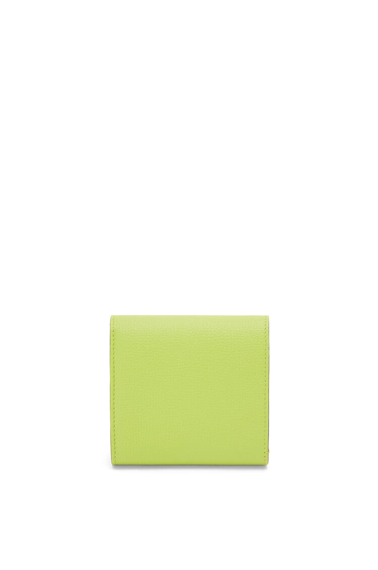 LOEWE Anagram compact flap wallet in pebble grain calfskin Green Bean