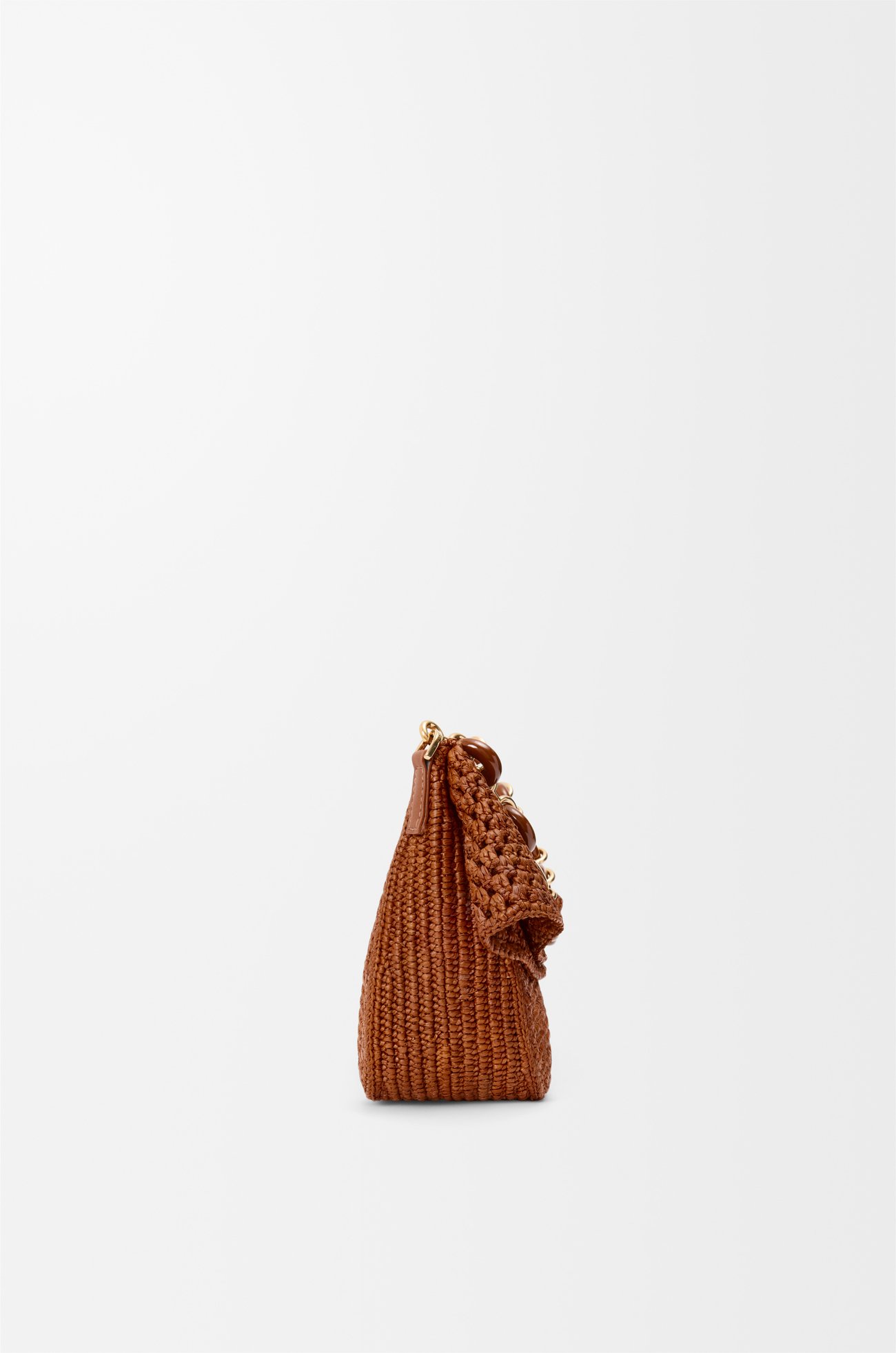 LOEWE Medium Ola bag in raffia and calfskin Honey Gold