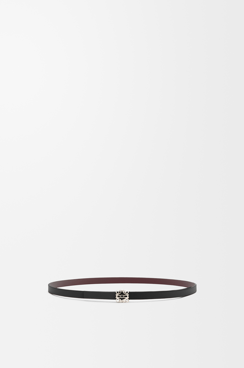 LOEWE 平滑小牛皮雙面 Anagram Bombé 皮帶 黑色/酒紅色