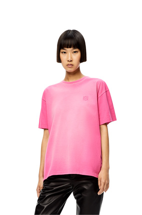 LOEWE Anagram faded T-shirt in cotton Fluo Pink plp_rd