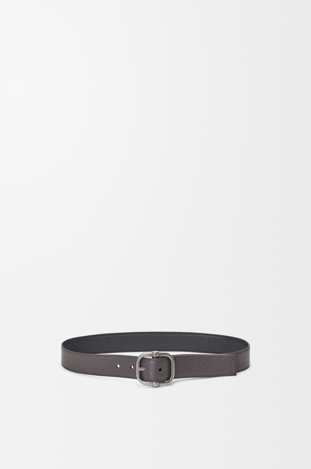 LOEWE 柔軟粒面小牛皮雙面 Loop 腰帶 黑色/深灰色/復古鈀金色