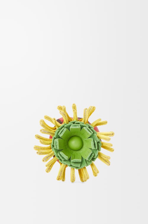 LOEWE Cactus stud flower in classic calfskin Red/Yellow plp_rd