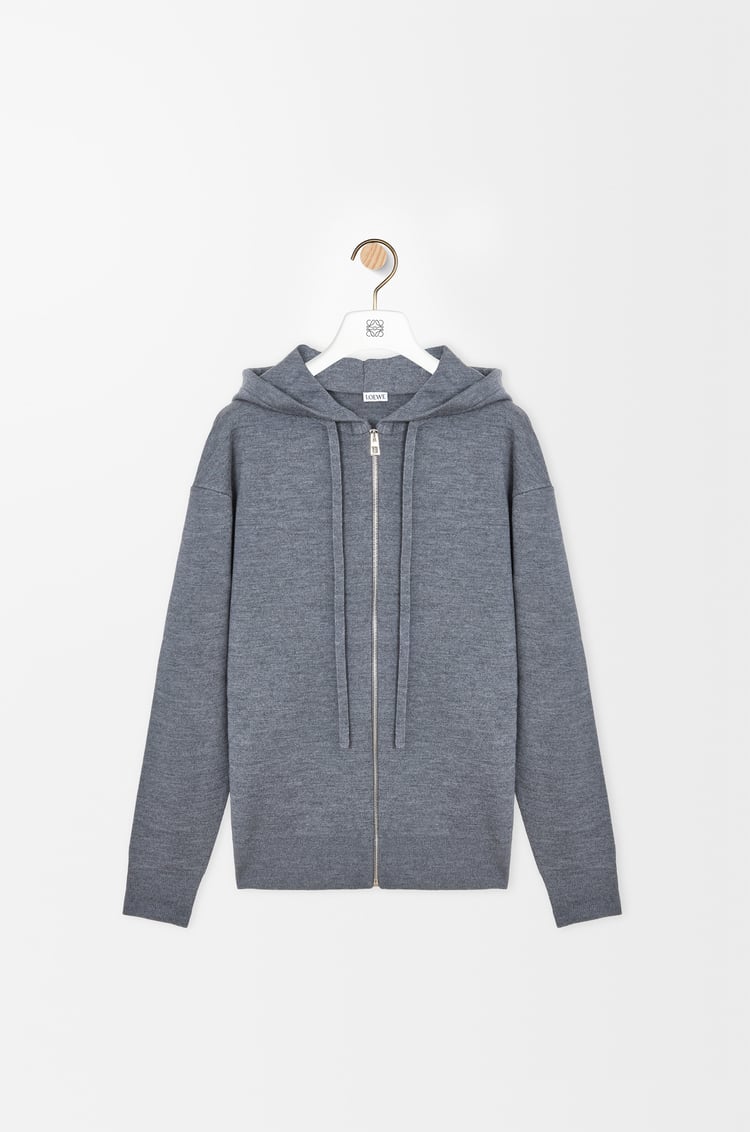 LOEWE Anagram zip-up hoodie in wool Grey Melange