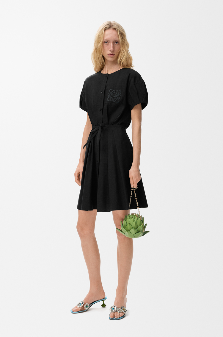 LOEWE Vestido camisero en mezcla de algodón Negro