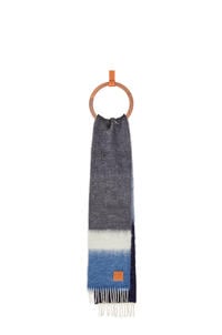 LOEWE ストライプ スカーフ（モヘア&ウール） ネイビーブルー/マルチカラー