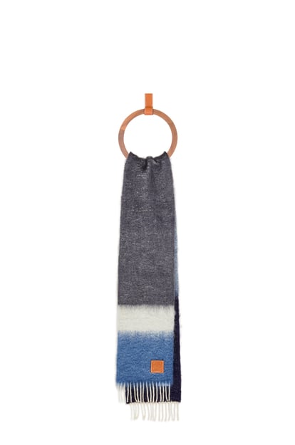 LOEWE Gestreifter Schal aus Mohair und Wolle Marineblau/Mehrfarbig plp_rd