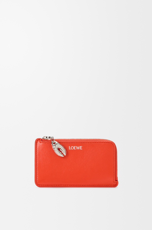 LOEWE Tarjetero-monedero Claw en piel de cordero brillante Naranja Vivo