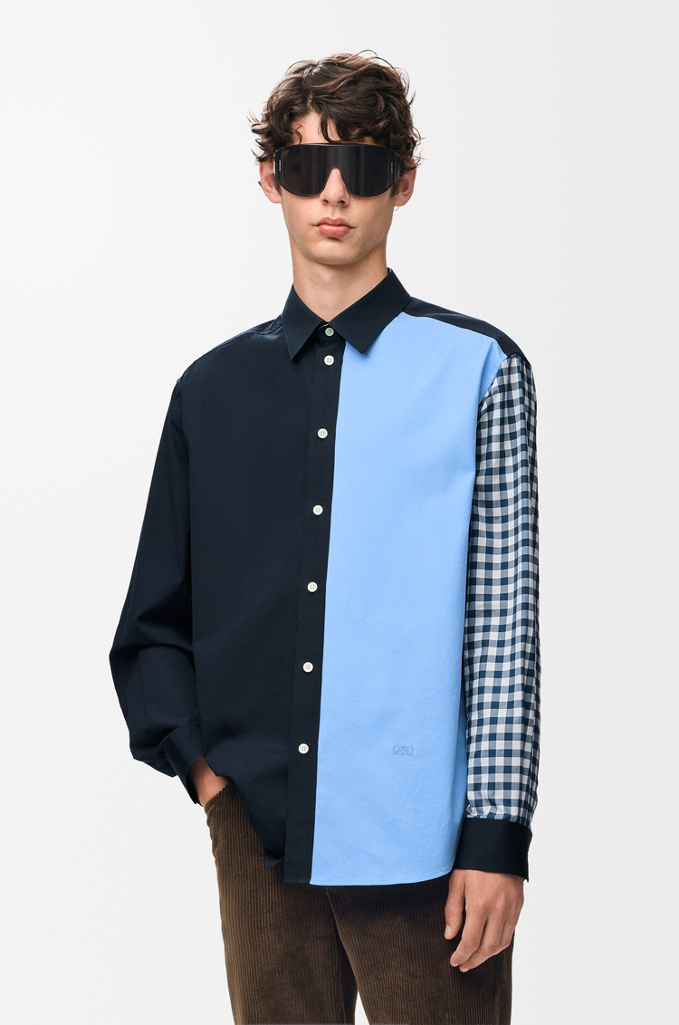 LOEWE Shirt in cotton twill and poplin Navy Blue/Blue