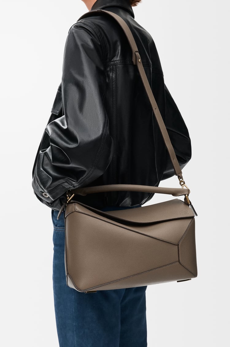 LOEWE Medium Puzzle Edge bag in soft grained calfskin Taupe