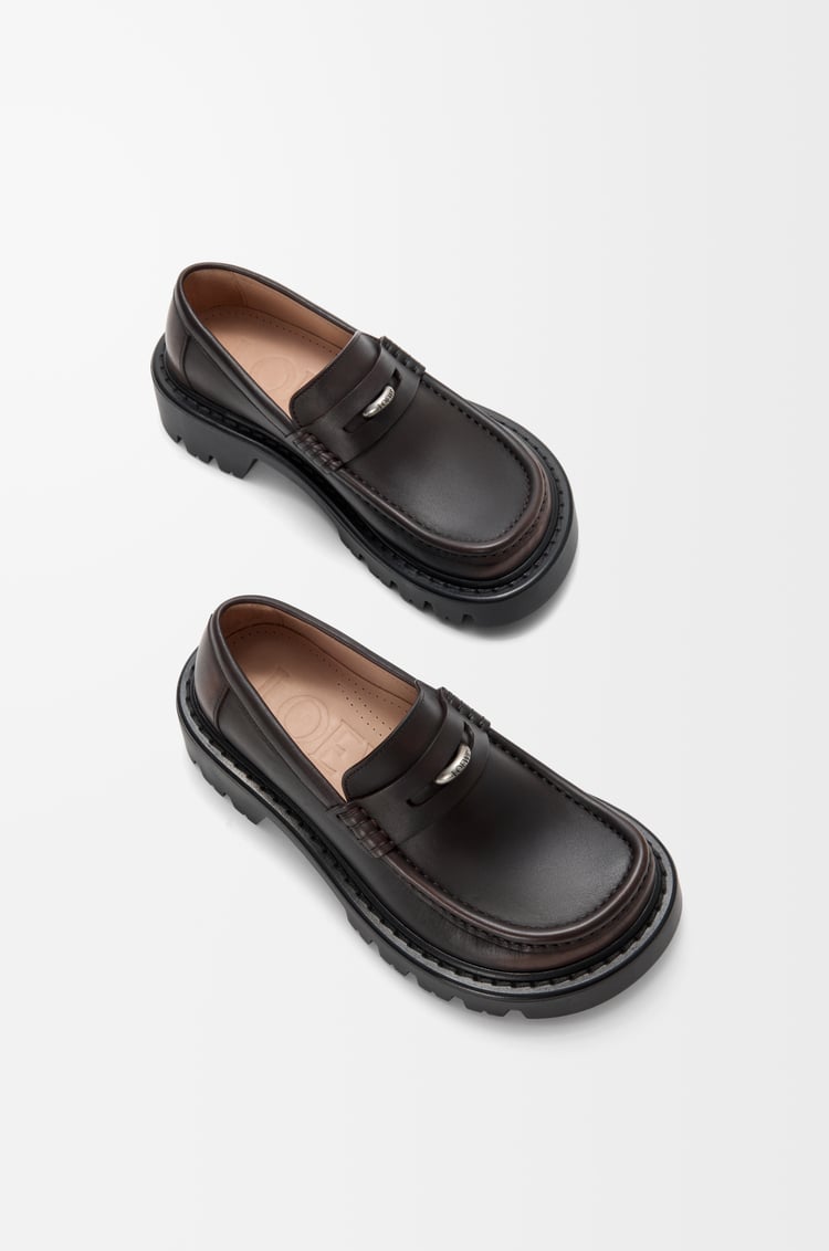 LOEWE Sierra loafer in brushed-off calfskin Dark Brown