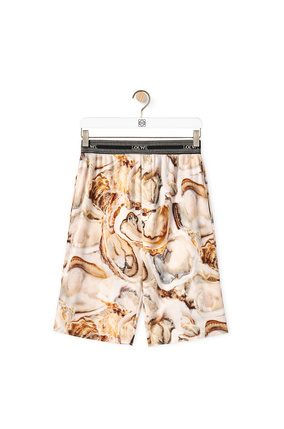 LOEWE Pantalón corto en algodón acanalado con estampado de ostras Beige Claro/Multicolor