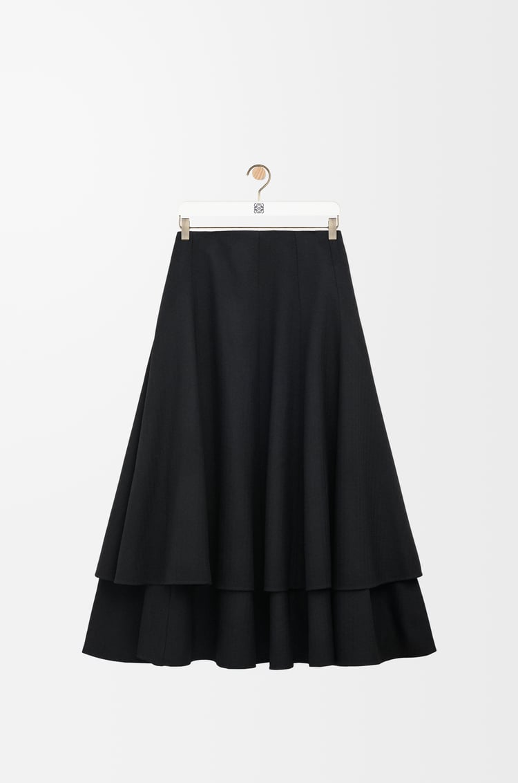 LOEWE Falda de doble capa en lana Negro