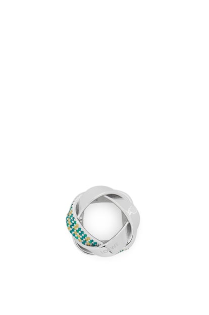 LOEWE Chunky Nest pavé ring in sterling silver and crystals 銀色/綠色 plp_rd