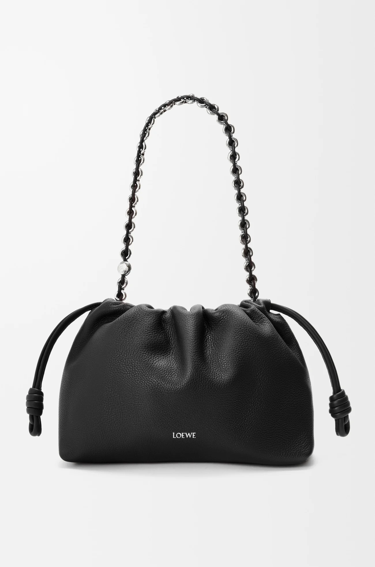 LOEWE Borsa Flamenco Purse media in pelle di vitello granata sottile Nero
